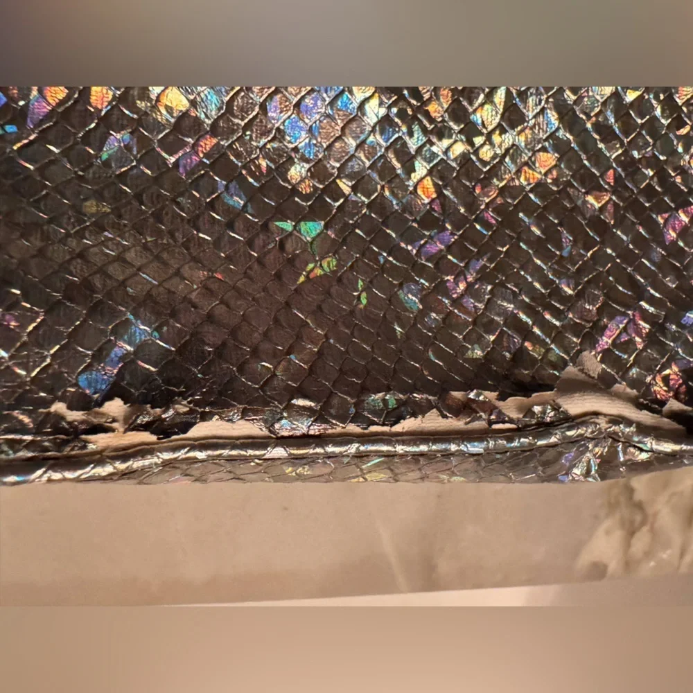 Insulated wine purse Elegant sequin Silver Women's Handbag 15in wide 7in tall